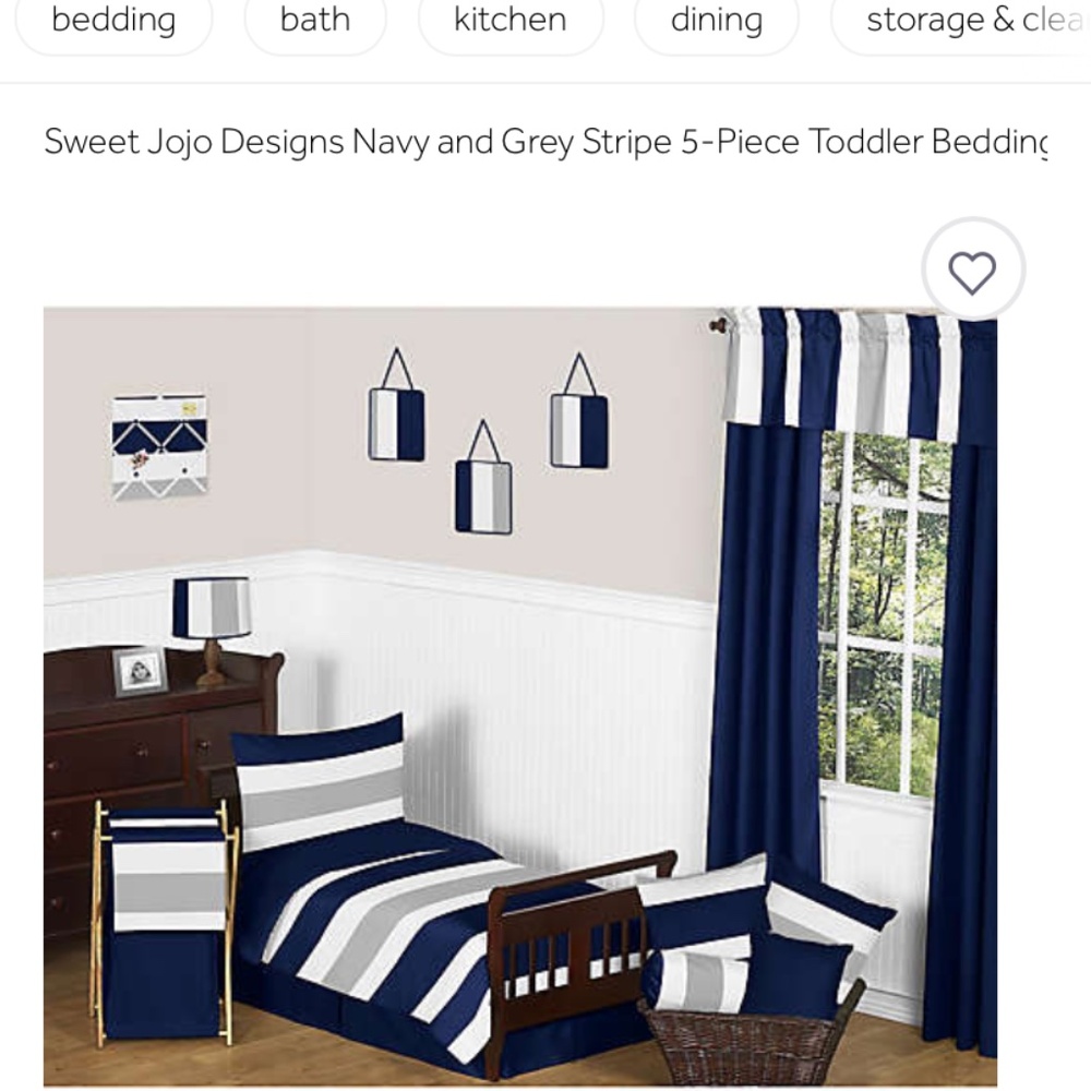Sweet Jojo Designs Navy and Grey Stripe 5-Piece Toddler Bedding